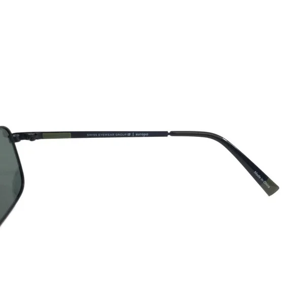 INVU. Sunglasses 314-C3 Shiny Black Rectangle Frames with Green Polarized Lenses
